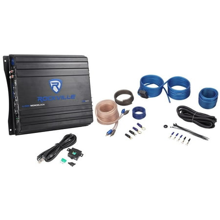 Rockville RVA600.1 1200w Peak 4Ohm Stable Mono Amplifier + Amp Kit