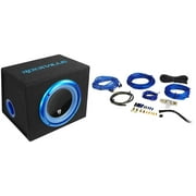 Rockville RVB10.1A 10" 500W Powered Car Subwoofer+Sub Enclosure Box+Amp Wire Kit