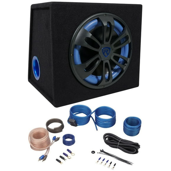 Rockville RVB12.1A 12 500w Active Powered Car Subwoofer+Sub Enclosure+Amp Kit