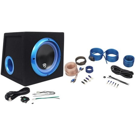 Rockville RVB8.1A 8" 300W Powered Amplified Car Subwoofer System+Remote+Wire Kit