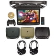 thumbnail image 1 of Rockville RVD15BGB Black/Grey/Tan 15" Flip Down Car Monitor+Wireless Headphones, 1 of 11
