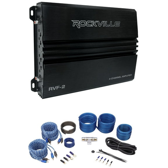 Rockville RVF-2 1200w Peak/300w RMS 4 Channel Car Amplifier+Amp Wire Kit