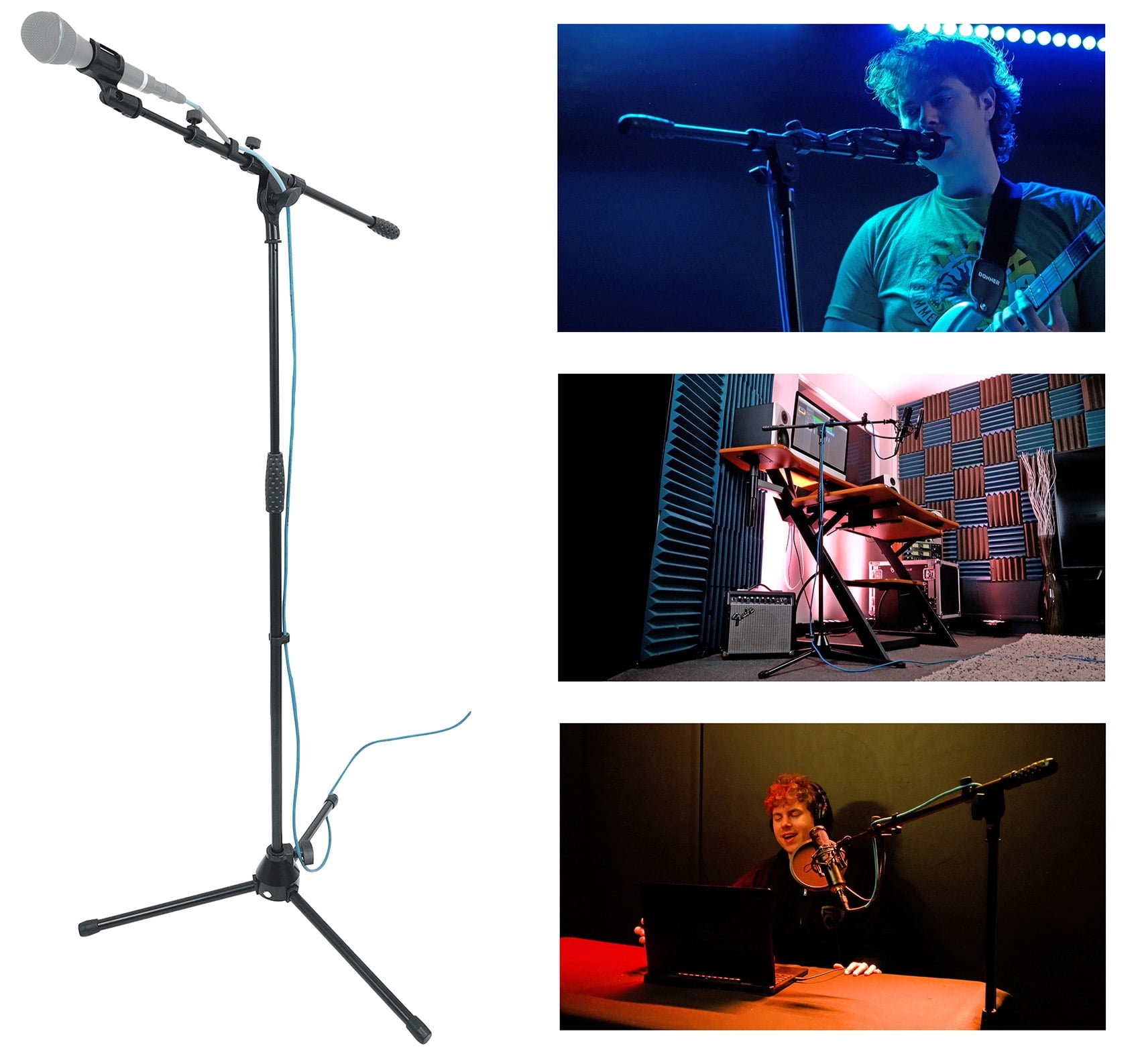 Rockville RVMIC1 v2 Pro Tripod Microphone Stand Telescopic Mic Boom+Metal Joints
