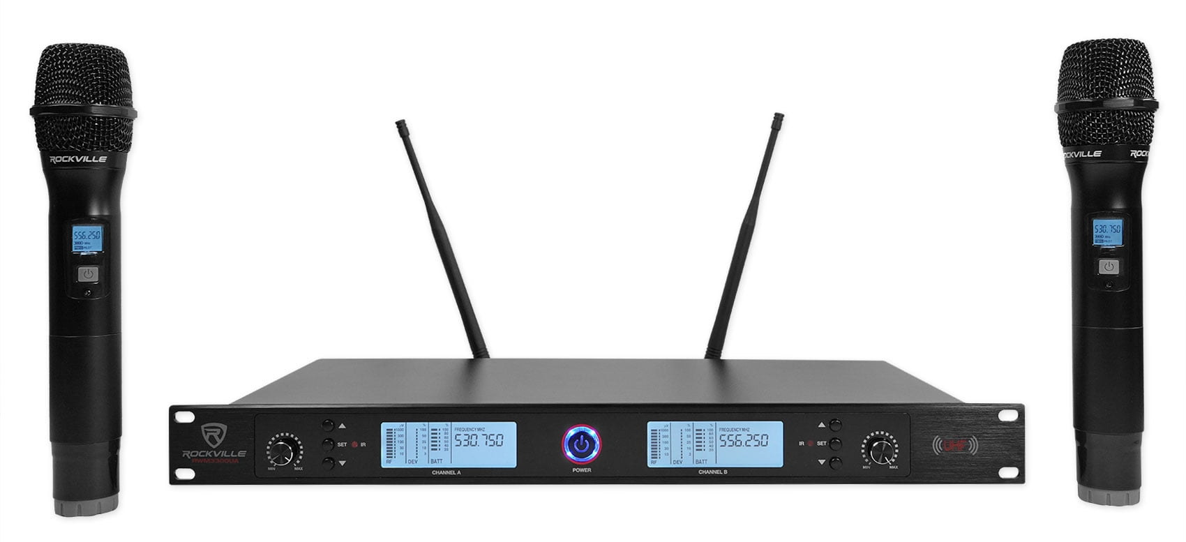 Rockville RWM3300UA 200 Channel UHF Wireless Dual HandHeld