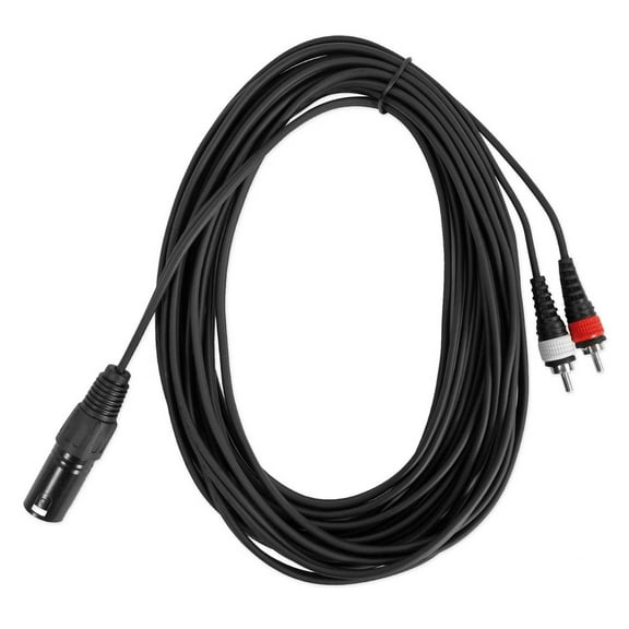Rockville RXLRDRCA25 25' Ft. XLR to Dual RCA Pro Audio Cable 100% Copper