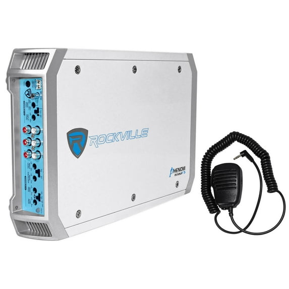 Rockville RXM-F3 1600 Watt Marine/Boat 4 Channel Amplifier Amp+PA Microphone