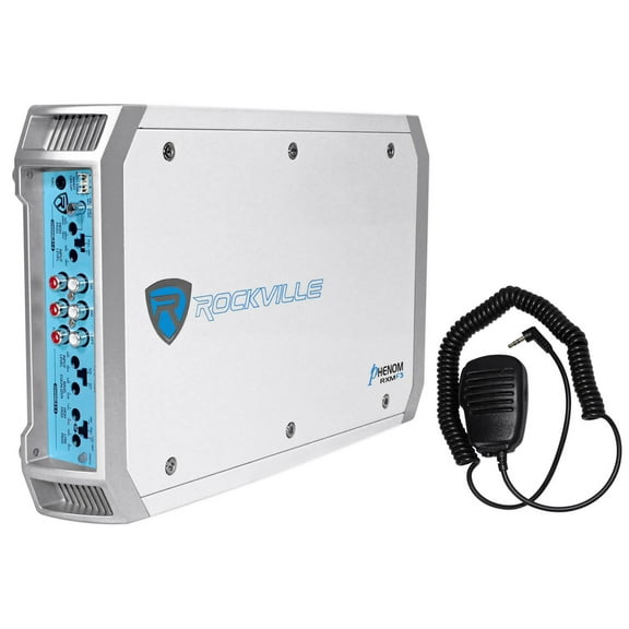 Rockville RXM-F3 1600 Watt Marine/Boat 4 Channel Amplifier Amp+PA Microphone