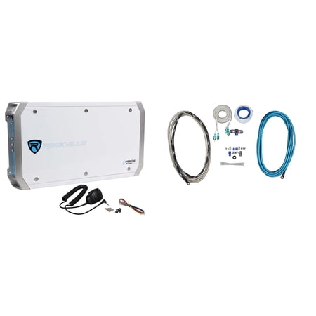 Rockville RXM-F4 Marine 4 Channel Amplifier 2400w Peak/600w RMS+PA Mic+Amp Kit