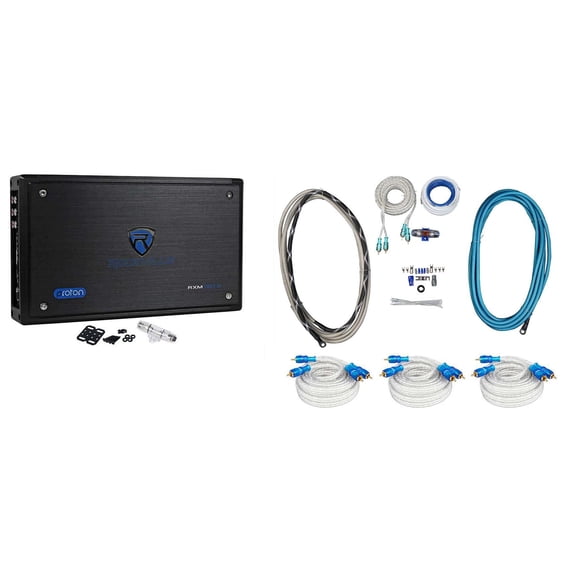 Rockville RXM8BTB 8-Channel 1500 Watt Marine Bluetooth Boat Amplifier+Amp Kit