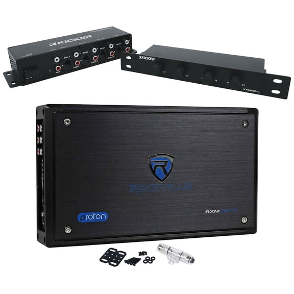 Rockville RXM8BTB Bundle: 8 Channel Marine Bluetooth Amplifier, 48KXMARLC 4 Zone Remote Level Controller, 2-items