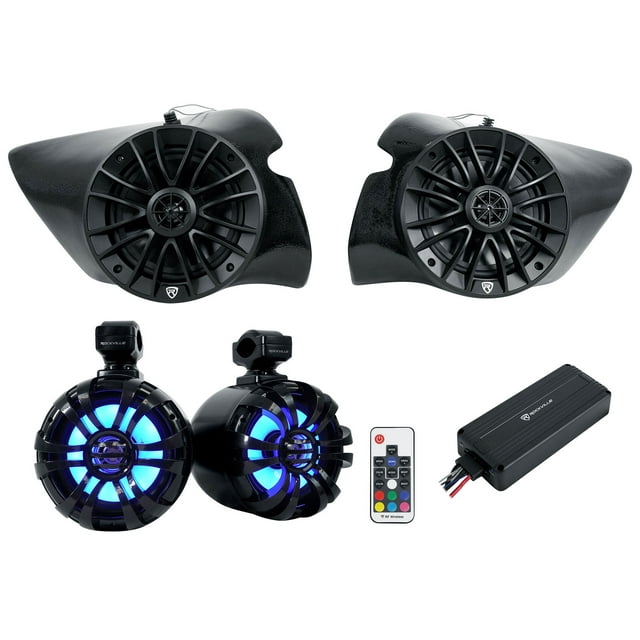 Rockville RZL6 Kick Panel+Tower Speakers+Amp For 201819 Polaris RZR