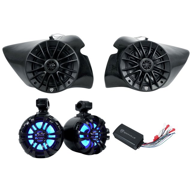 Rockville RZL6 Kick Panel+Tower Speakers+PS40 Amp For 201518 Polaris