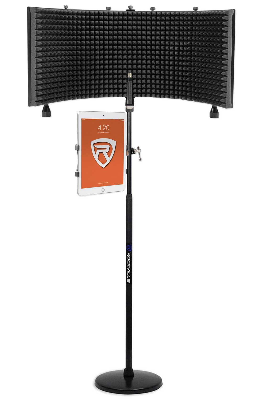 Rockville Recording Package w/Microphone Mic Stand+Isolation Shield+Tablet Mount