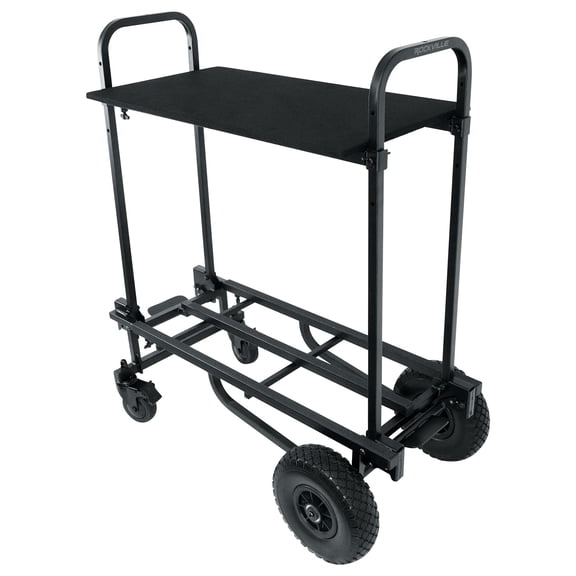 Rockville Rock Cart Pro DJ Equipment Transport Roller Car + Top Shelf Attachment
