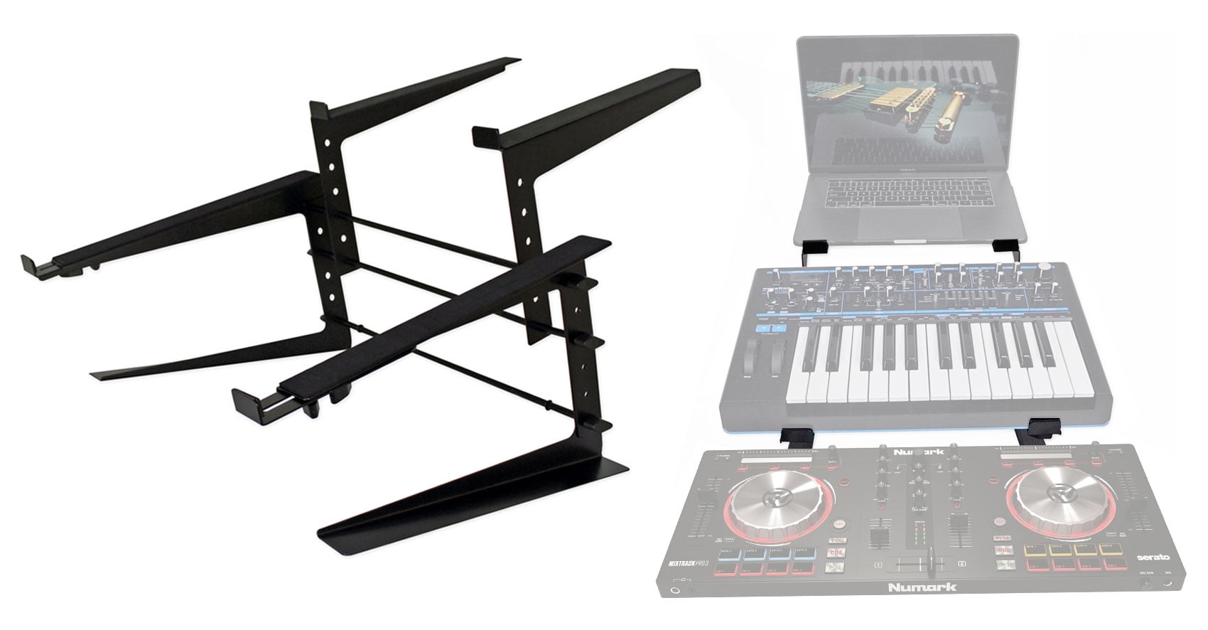 Rockville Rock2d2 Adjustable Dual Shelf Recording Studio Keyboard Laptop Stand
