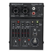 Rockville RockMix 2BT 2-Channel Mic+Instrument Pro Recording Mixer with USB Interface and Bluetooth Black