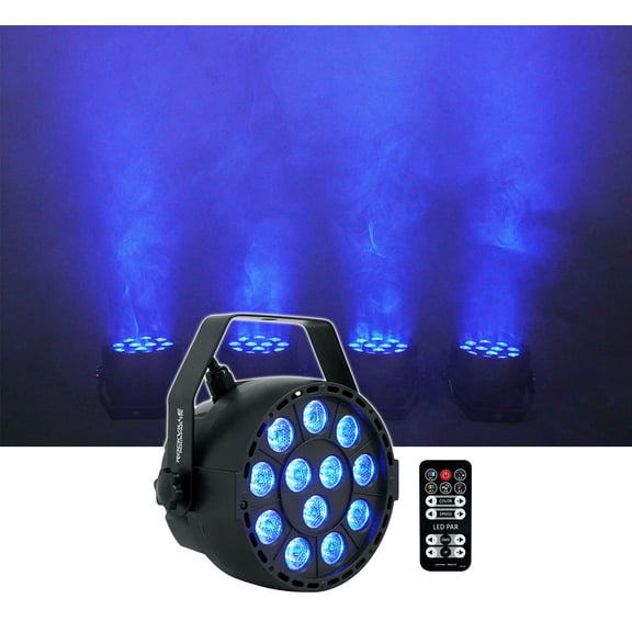 Rockville RockPAR TRI LED RGB Compact Par Can Pro DJ DMX Wash Light+Remote Black