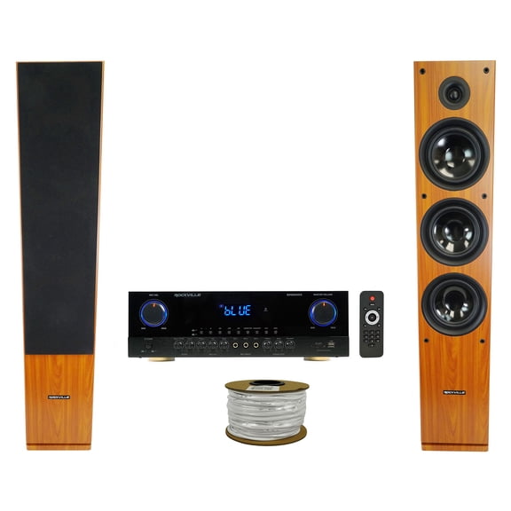 Rockville SINGMIX 5 2000w Bluetooth Home Receiver Amplifier+(2) Tower Speakers