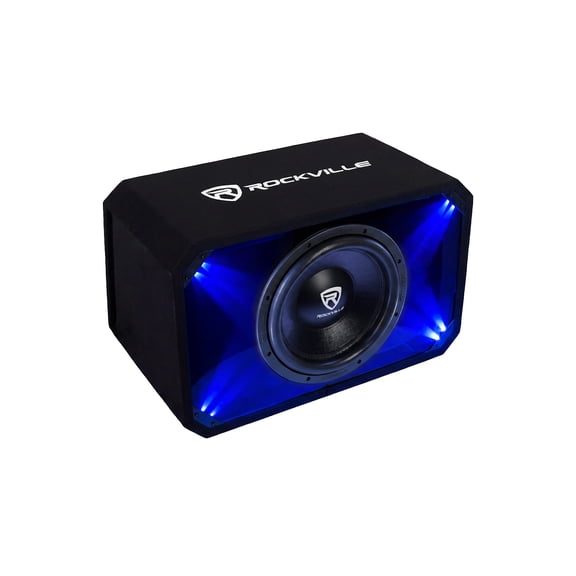 Rockville SV12K6D1 12" 2400W K6 Car Subwoofer, 1-Ohm | Plexi Enclosure in Vented MDF Box, Selectable Blue/White LED