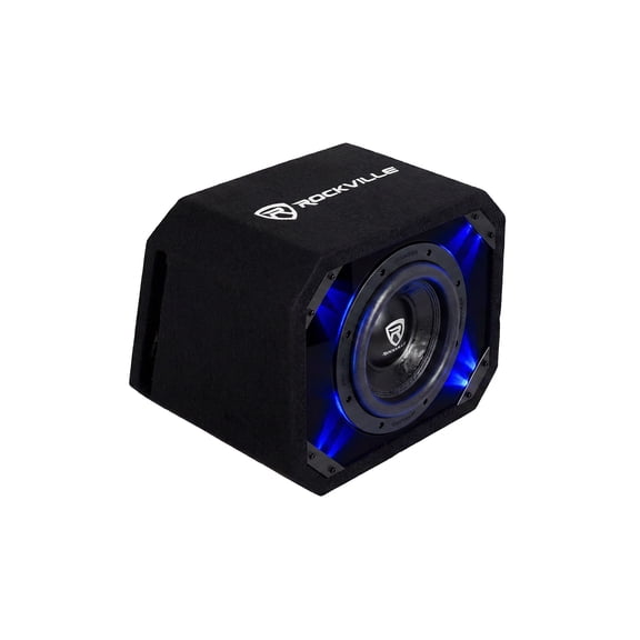 Rockville SV8K6D2 8" 1400W K6 Car Subwoofer, 2-Ohm | Plexi Enclosure in Vented MDF Box, Selectable Blue/White LED