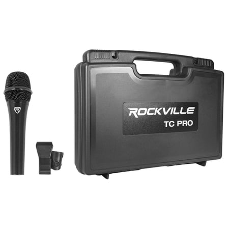 Rockville TC PRO BLACK Electro-Plated Handheld Wired Dynamic Microphone with Taiwan Cartridge and 20' XLR Cable