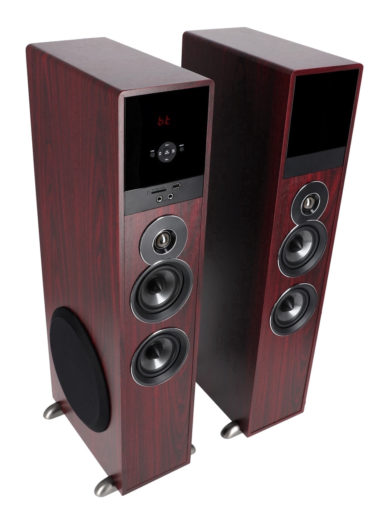 Rockville TM80C Cherry Powered Home Theater Tower Speakers 8" Sub/Bluetooth/USB