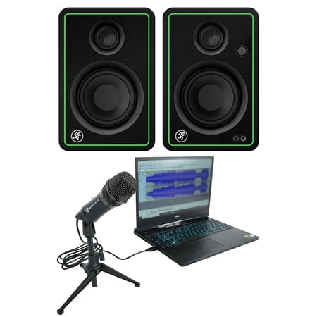 Rockville USB Computer Microphone Mic+Stand+(2) Mackie CR3-XBT Studio Monitors