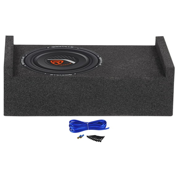 Rockville W10T4-S4 10" 1200w Shallow Car Subwoofer+Bedlined Sub Enclosure Box