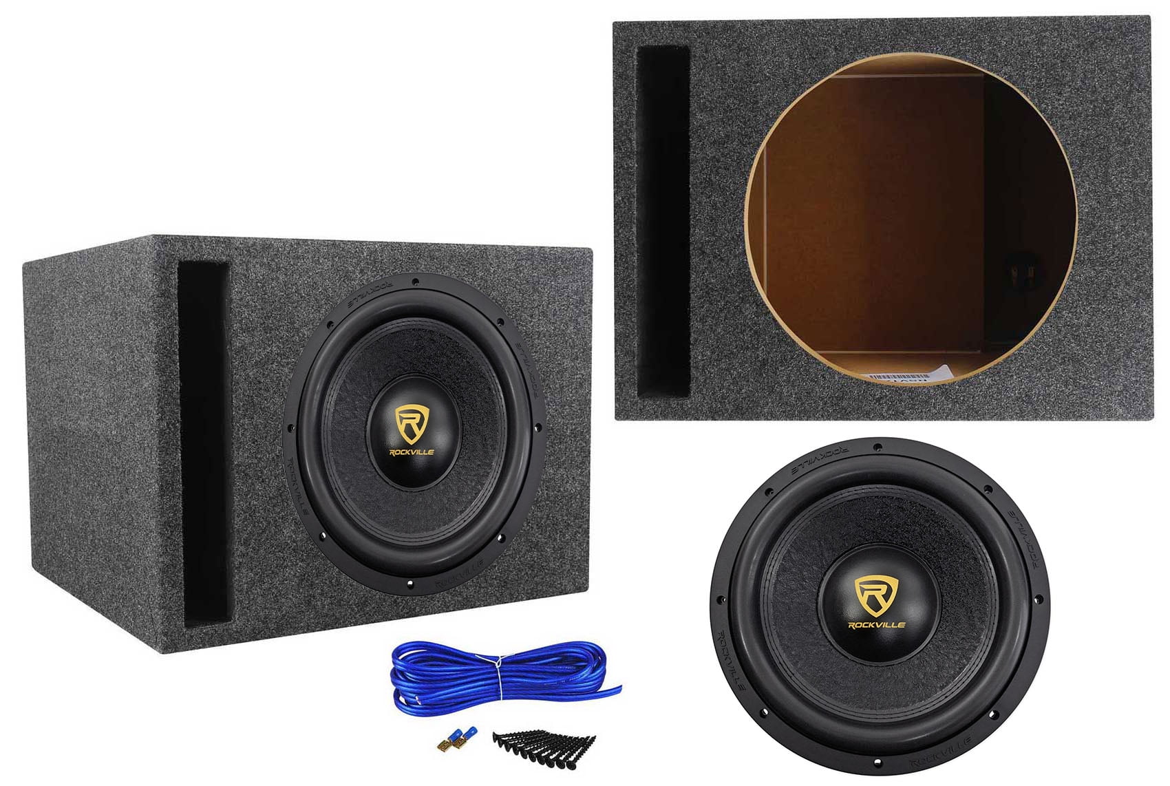 Rockville W12K9D2 V3 12" 4000 Watt Car Audio Subwoofer + Vented Sub Box
