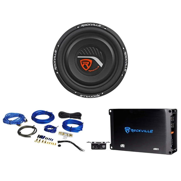 Rockville W12T4S2 12" Shallow Mount 1400w Car Subwoofer+Mono Amplifier+Amp Kit