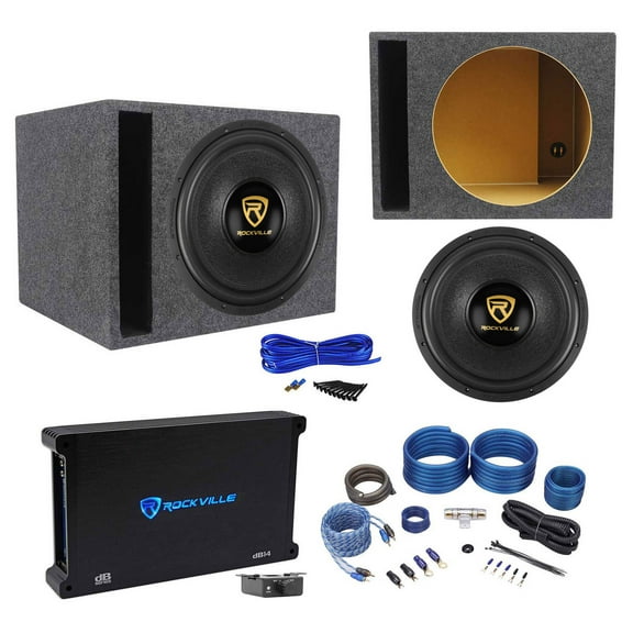 Rockville W15K9D4 15" 5000w Car Subwoofer+Vented Sub Box+Mono Amplifier+Amp Kit