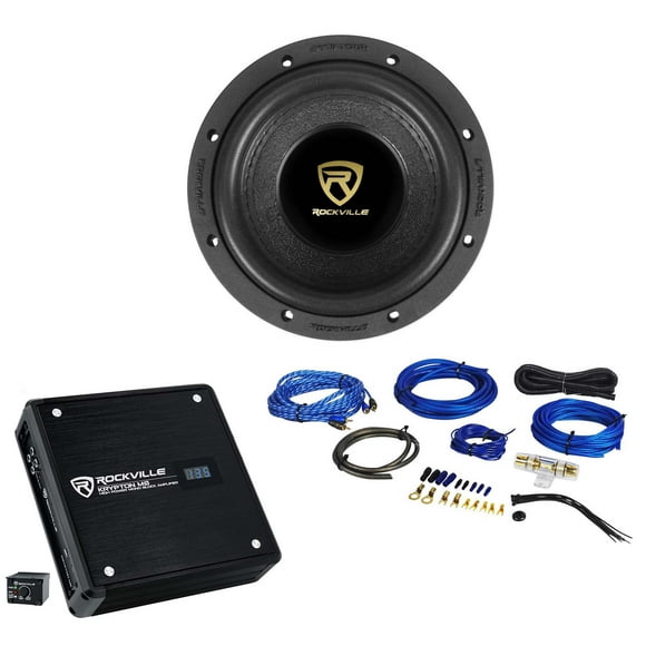 Rockville W65K9D2 6.5" 1000 Watt Car Audio Subwoofer+Mono Amplifier+Amp Kit