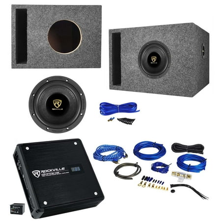 Rockville W65K9D2 6.5" 1000w Car Subwoofer+Vented Box+Mono Amplifier+Amp Kit