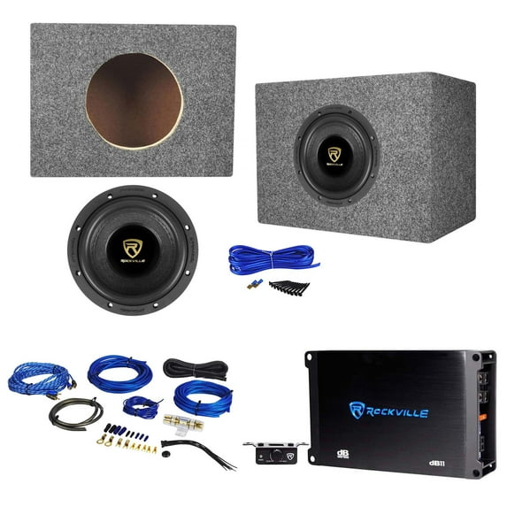 Rockville W65K9D4 6.5" 1000w Car Subwoofer+Sealed Box+Mono Amplifier+Amp Kit