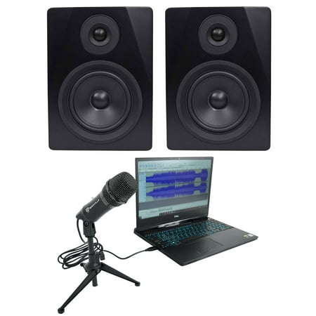 Rockville Z-STREAM USB Computer Microphone Mic+Stand+(2) 5.25" Studio Monitors