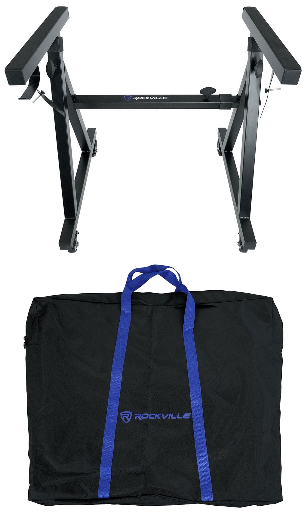 Rockville Z40W Heavy-Duty Steel Z-Style Keyboard Stand with Wheels, Bag, & Adjustable Height/Width