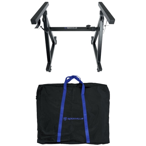 Rockville Z40W Heavy-Duty Steel Z-Style Keyboard Stand with Wheels, Bag, & Adjustable Height/Width