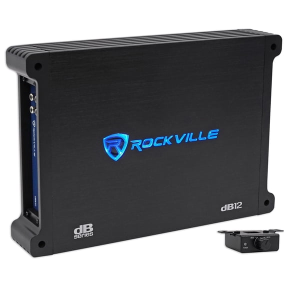 Rockville dB12 Mono Class D Car Amplifier 2000W Peak 500W RMS at 2 Ohm, Subwoofer Amp