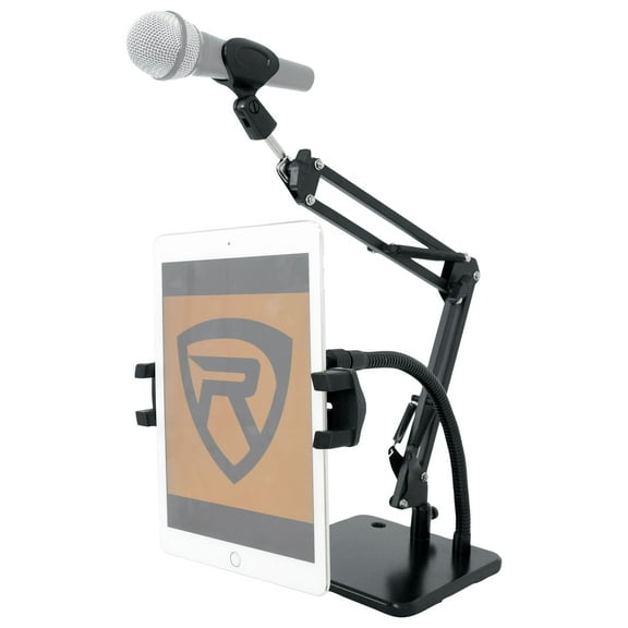 Rockville iSTAND 85 Dual Desktop Boom Arm + Gooseneck Mic/iPhone/iPad Stand