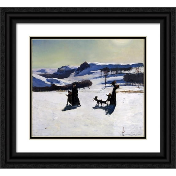 Rockwell Kent 17x15 Black Ornate Wood Framed Double Matted Museum Art Print Titled - Snow Fields (Winter in the Berkshires)