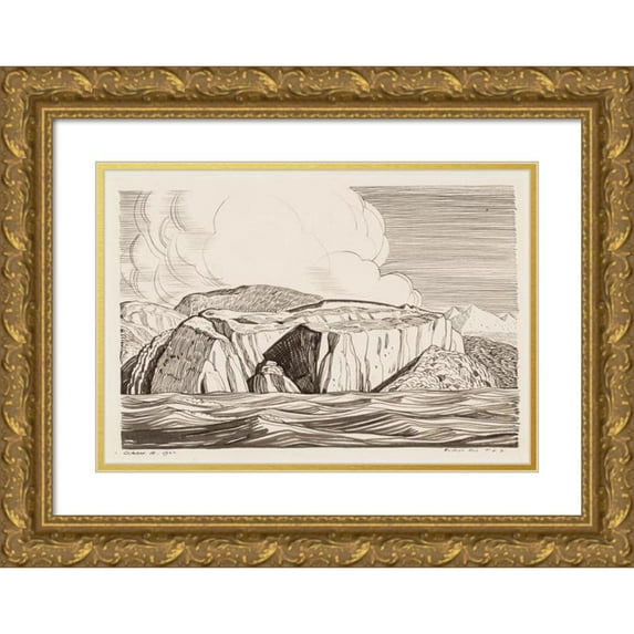 Rockwell Kent 24x17 Gold Ornate Framed and Double Matted Museum Art Print Titled - Haycock Point, Strait of Magellan, October 18 (1922)