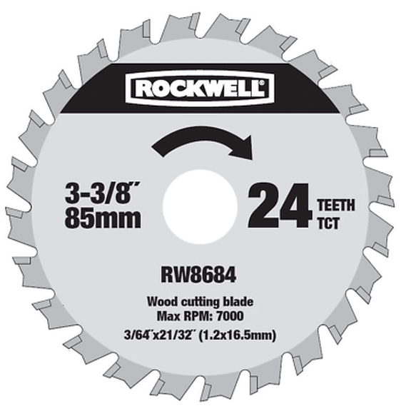 Rockwell RW8684 3-3/8" 24T Circular Saw Blade for RK3501 Compact Saw
