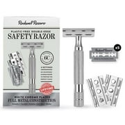 Rockwell Razors 6C Safety Razor with 6 Adjustable Settings and 5 Razor Blades, White Chrome