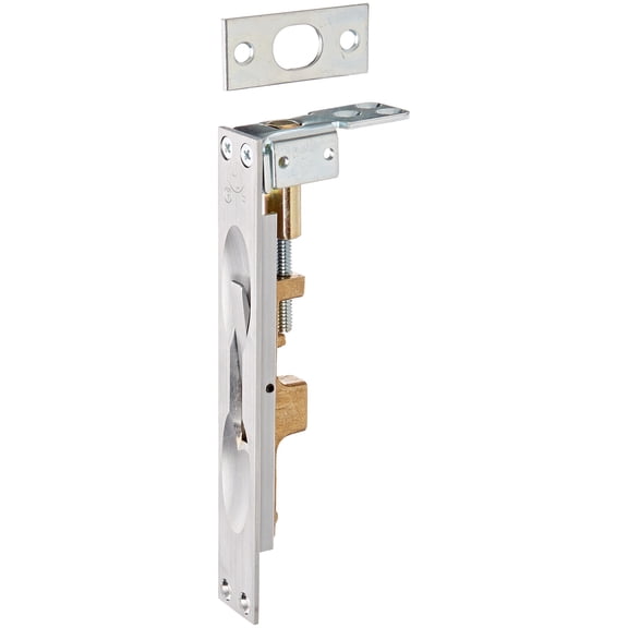 Rockwood 557.26D Lever Extension Flush Bolt for Fire-Rated Plastic & Wood Covered Doors, 1" Width x 6-3/4" Height, Brass Satin Chrome Plated Finish