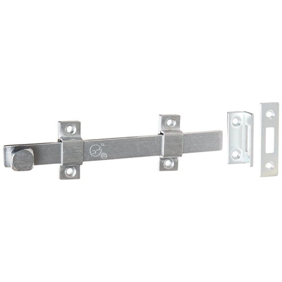 Rockwood 580-8.26D Surface Bolt, UL Listed, 8" Length, Brass Satin Chrome Plated Finish