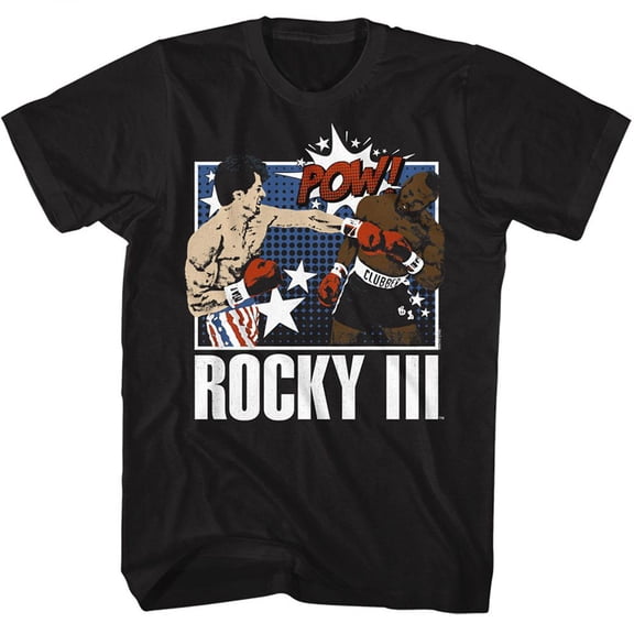 Rocky Comic Book Pow Black Adult T-Shirt Xlt