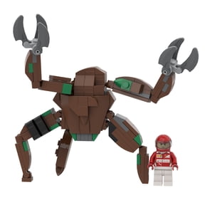 Rocky Alien Harvester Building Block Set, 195Pcs Sci-Fi Tripod Robot Figurine with Giant Claws, Mechanical Creature Model Kit