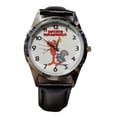 thumbnail image 1 of Rocky And Bullwinkle Cartoon Characters Black Leather Band Wrist Watch, 1 of 1