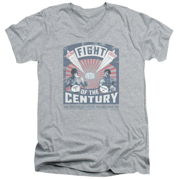Rocky Balboa Creed Fight Poster Adult V-Neck T-Shirt 30/1 T-Shirt Athletic Heather
