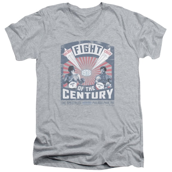 Rocky - Balboa Creed Fight Poster - Slim Fit V Neck Shirt - Large